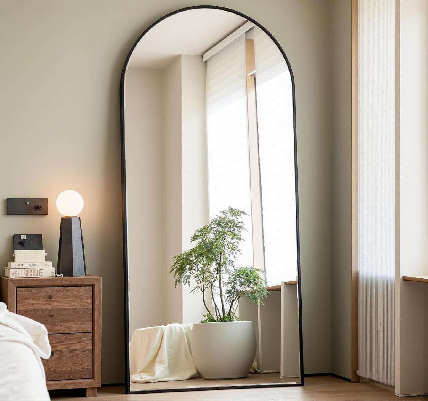 Arched Full Length Mirror, 70in x 26in Free Standing Floor Mirror