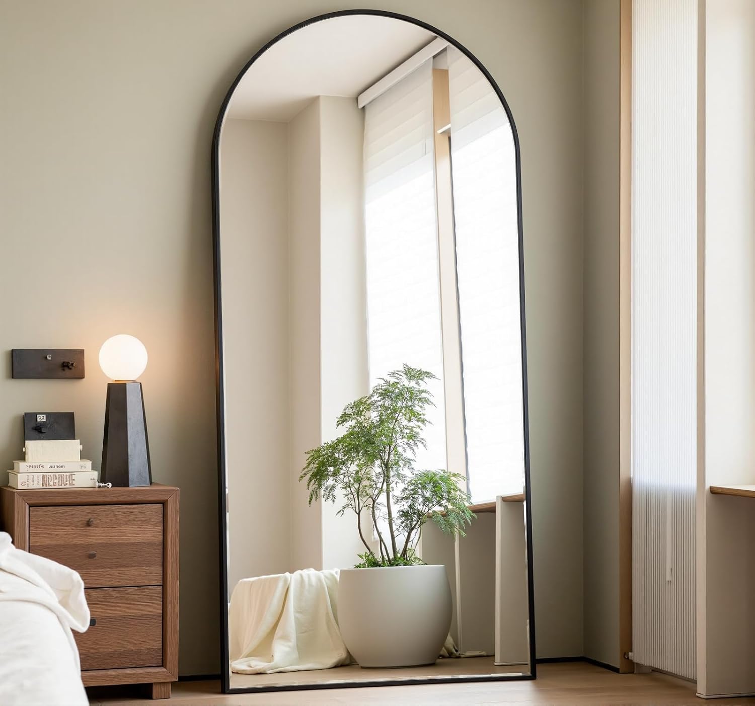 Arched Full Length Mirror, 70in x 26in Free Standing Floor Mirror
