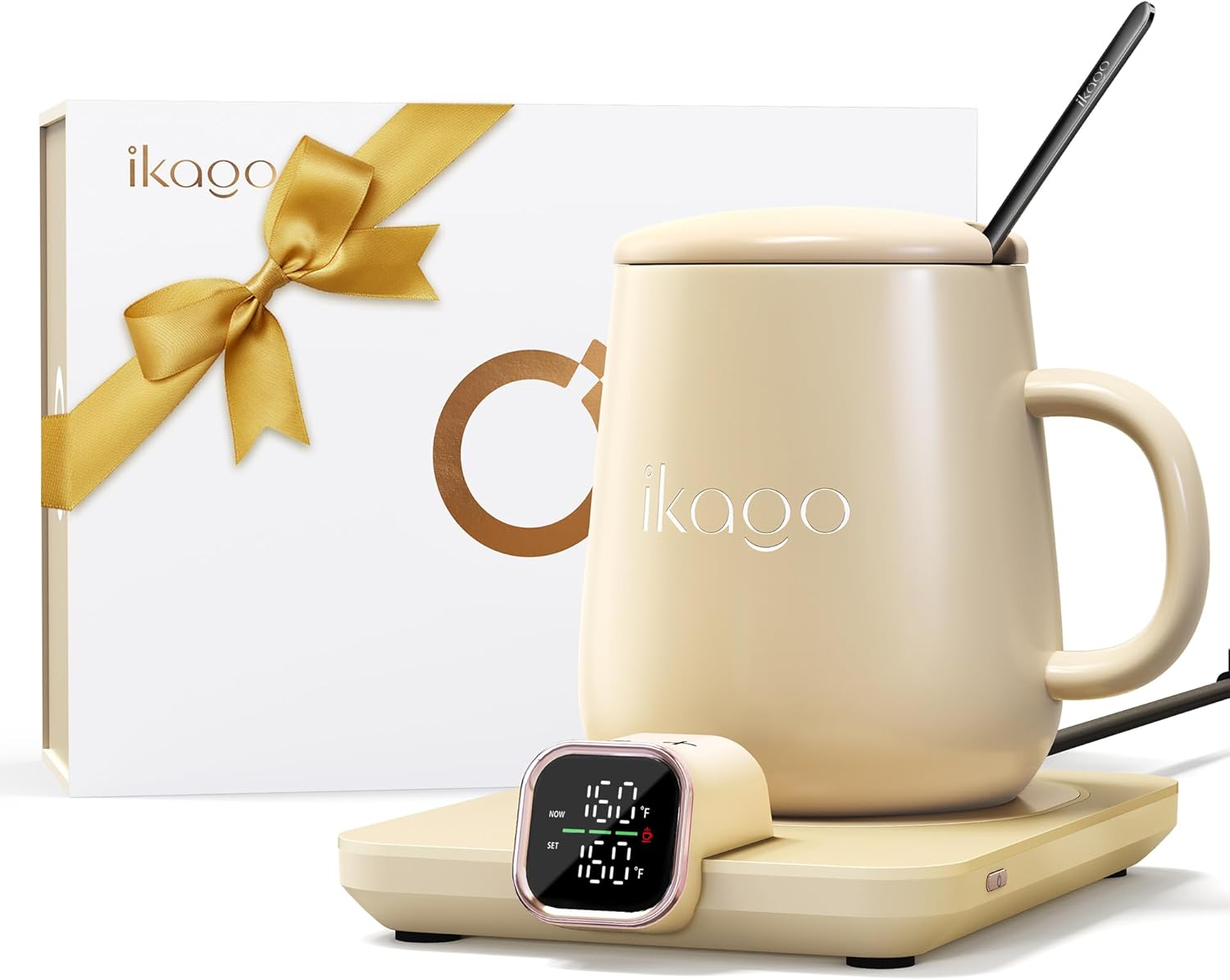 Smart Heated Coffee Mug Warmer Set with Real-Time Temp Control