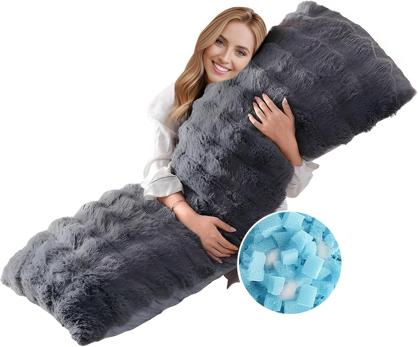 Faux Fur Fluffy Body Pillow for Adults - Adjustable Comfort