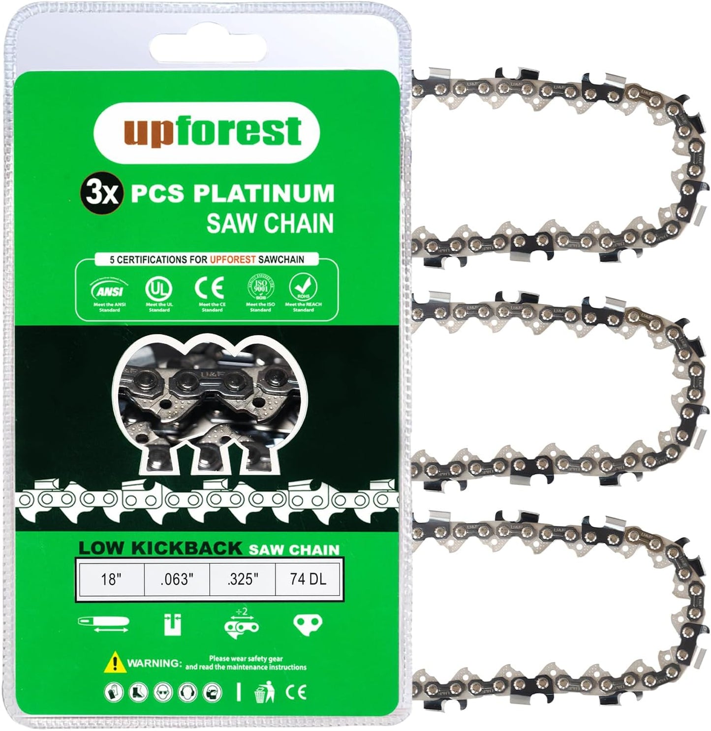 18 Inch Chainsaw Chain 3 Pack for Stihl Models with Low-Kickback