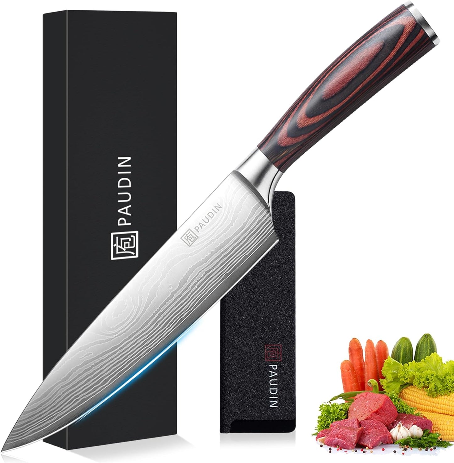 PAUDIN 8 Inch Chef Knife - High Carbon Stainless Steel Kitchen Tool