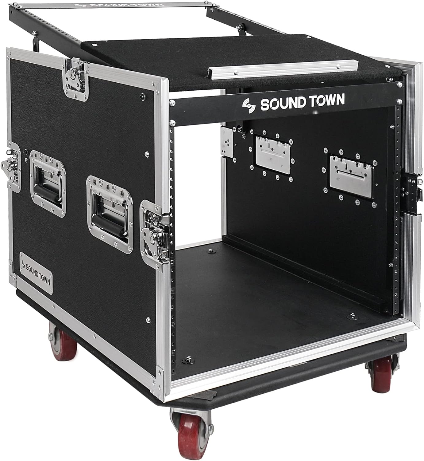 Sound Town 10U Audio Rack with 14U Slant Mixer Top for DJs