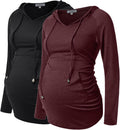 GINKANA Maternity Hoodie Long Sleeves Casual Top - Comfortable