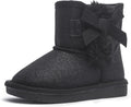 Toddlers Little Girls Glitter Mid Calf Boots - Warm Bow Accent