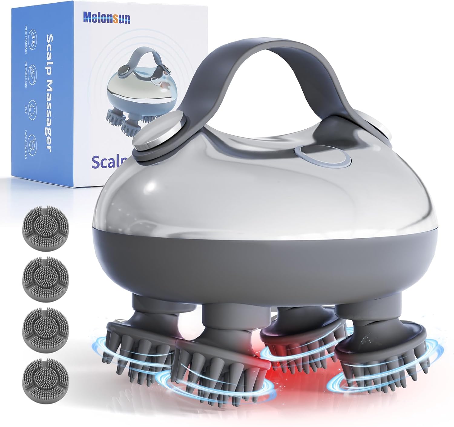 Portable Electric Scalp Massager with Heated Kneading Nodes
