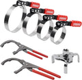Oil Filter Wrench Set - Adjustable 3-Jaw, Pliers & Strap Wrenches