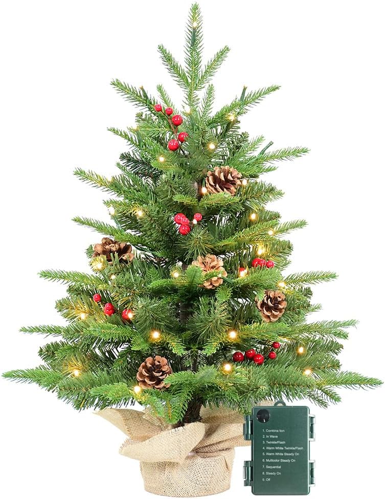 Kadunmina 2ft Pre-lit Table Top Christmas Tree with LED Lights