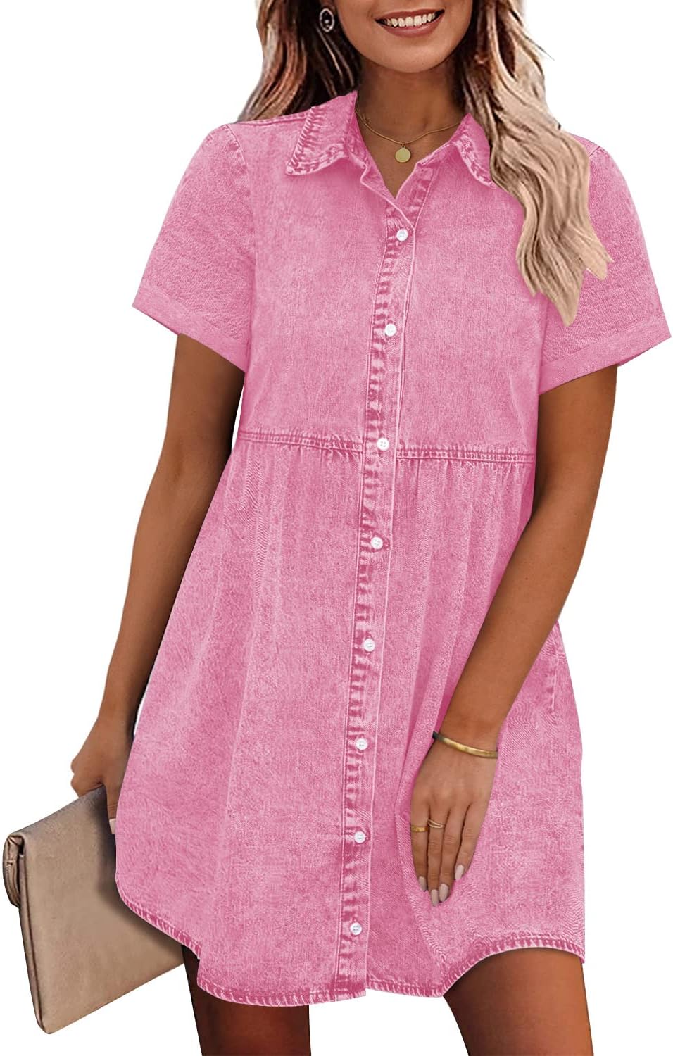 Stylish Denim Dress for Women - Babydoll Tiered Design