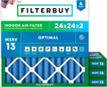 24x24x2 MERV 13 Air Filter 4-Pack - Optimal Smoke & Allergy Defense