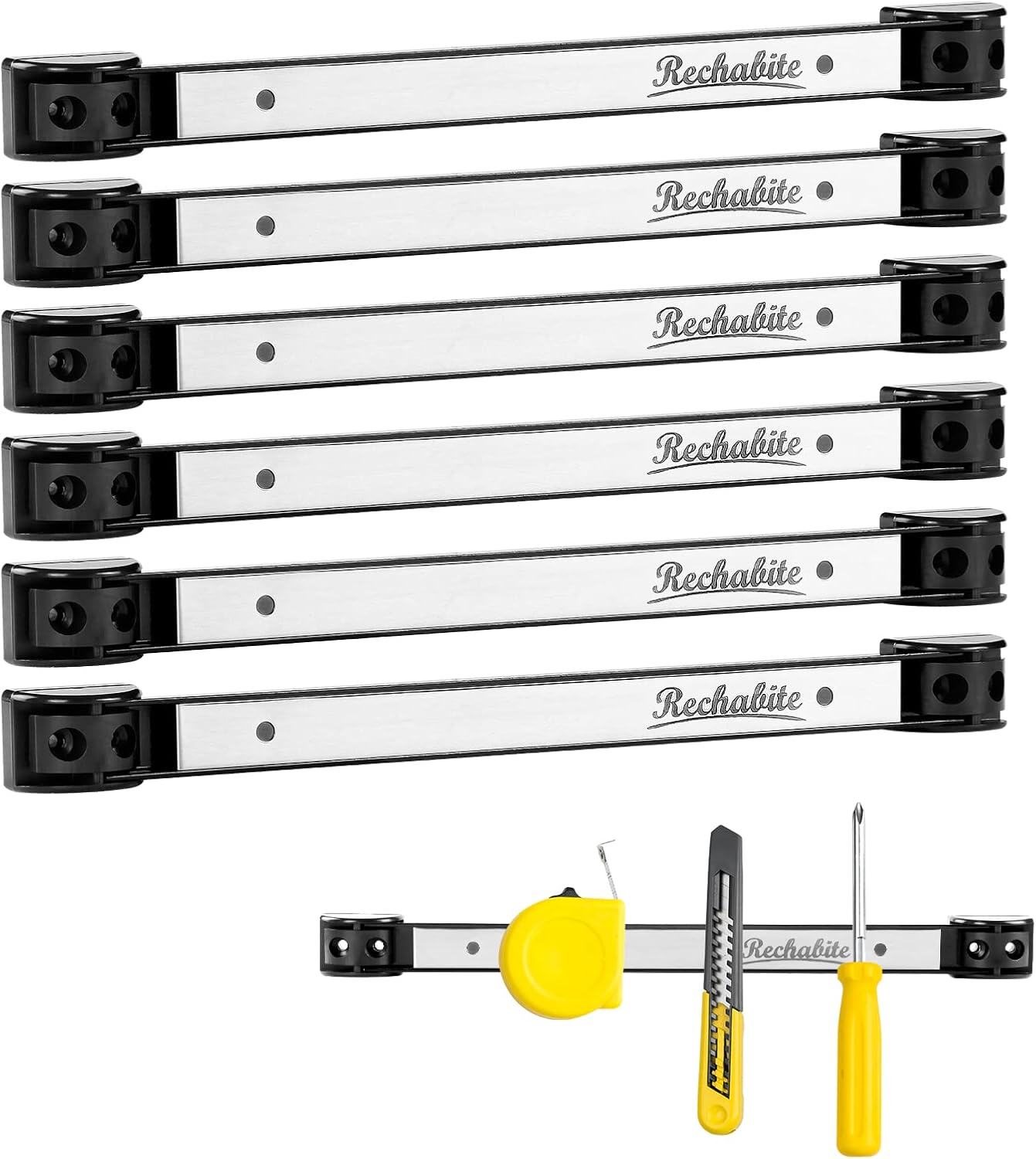 12in Magnetic Tool Holder Strip Set for Garage Organization