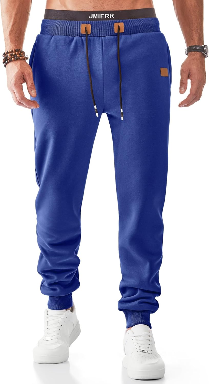JMIERR Men's Fleece Sweatpants with Zipper Pockets for Comfort