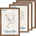 12x18 Frame Set of 4 Brown Grain Walnut Wood Poster Frames - Clear HD