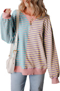 Striped Color Block Sweatshirt by ZOOMOON: Cozy Y2K Style