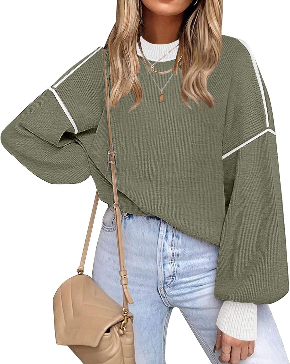 ETCYY Womens Sweaters Fall 2025 Oversized Knit Pullover Tops