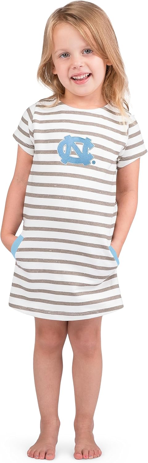NCAA Toddler Girls Short Sleeve Striped Dress with Team Logo