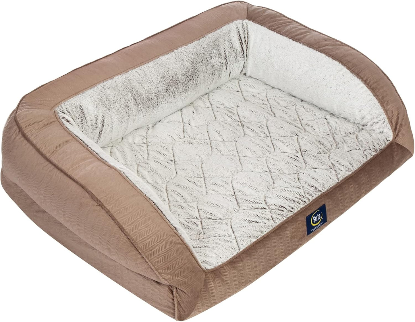 Serta Orthopedic Quilted Couch Dog Bed for Pets in Chocolate Brown