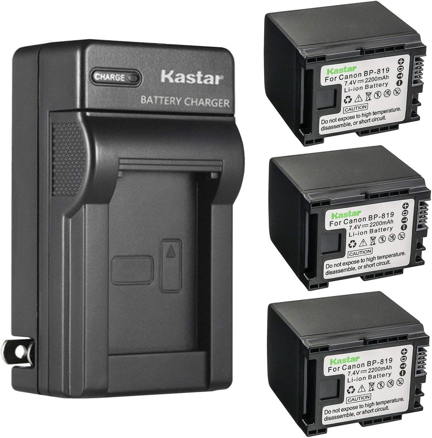 Kastar 3-Pack Battery and AC Wall Charger for Canon VIXIA
