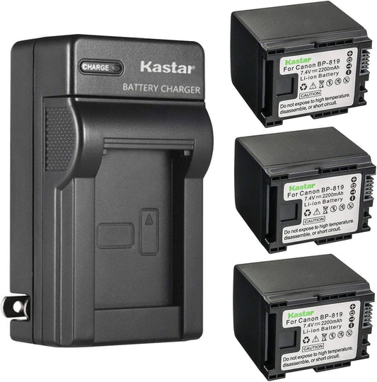 Kastar 3-Pack Battery and AC Wall Charger for Canon VIXIA