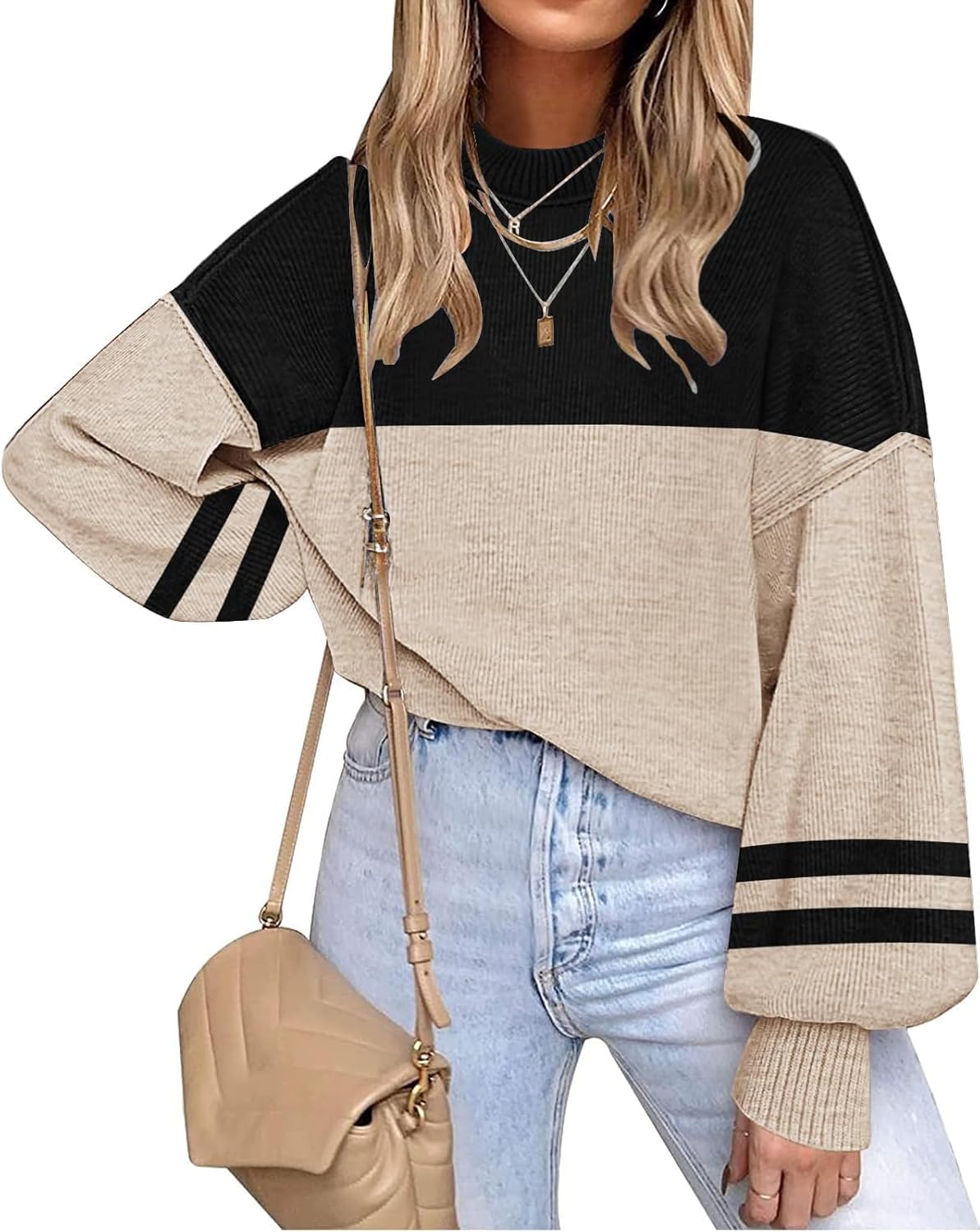 ETCYY Womens Sweaters Fall 2025 Batwing Long Sleeve Knit Tops