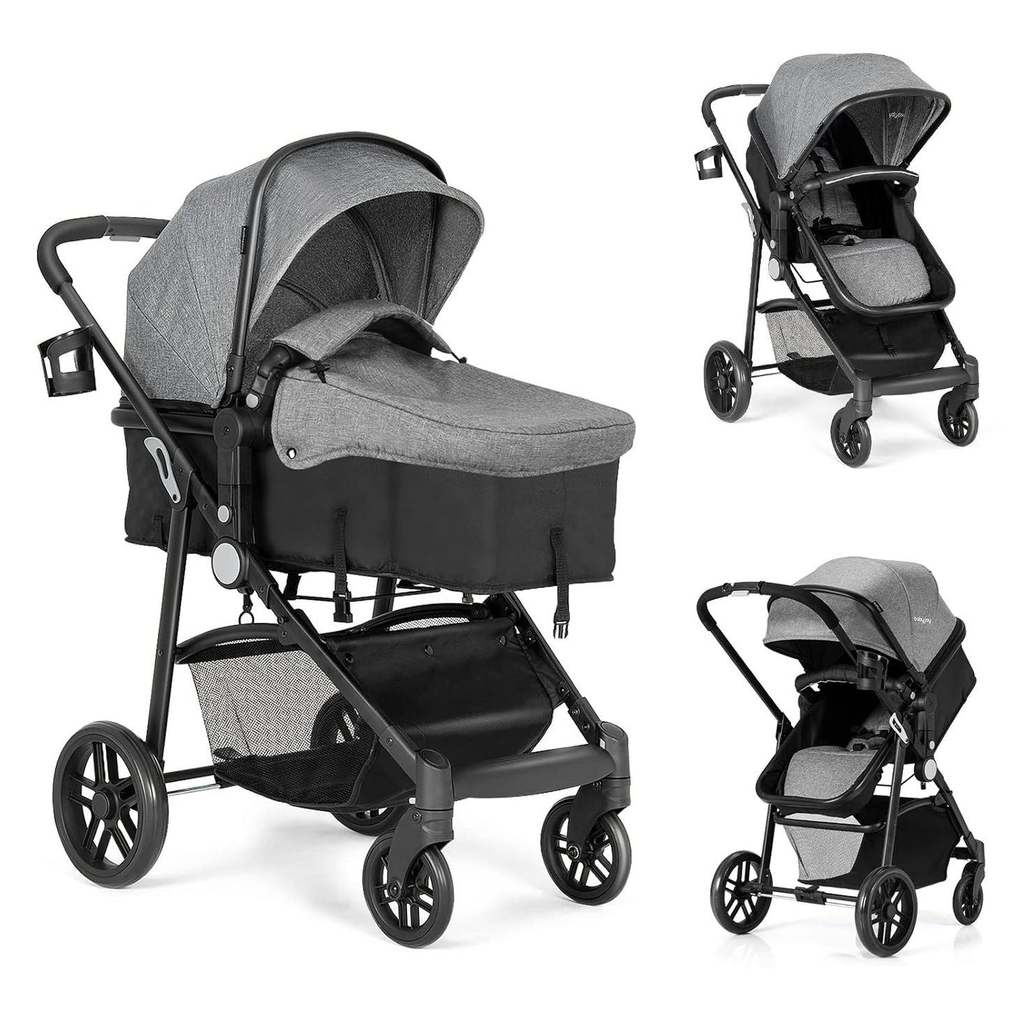2 in 1 Convertible Baby Stroller with Foot Cover and Storage