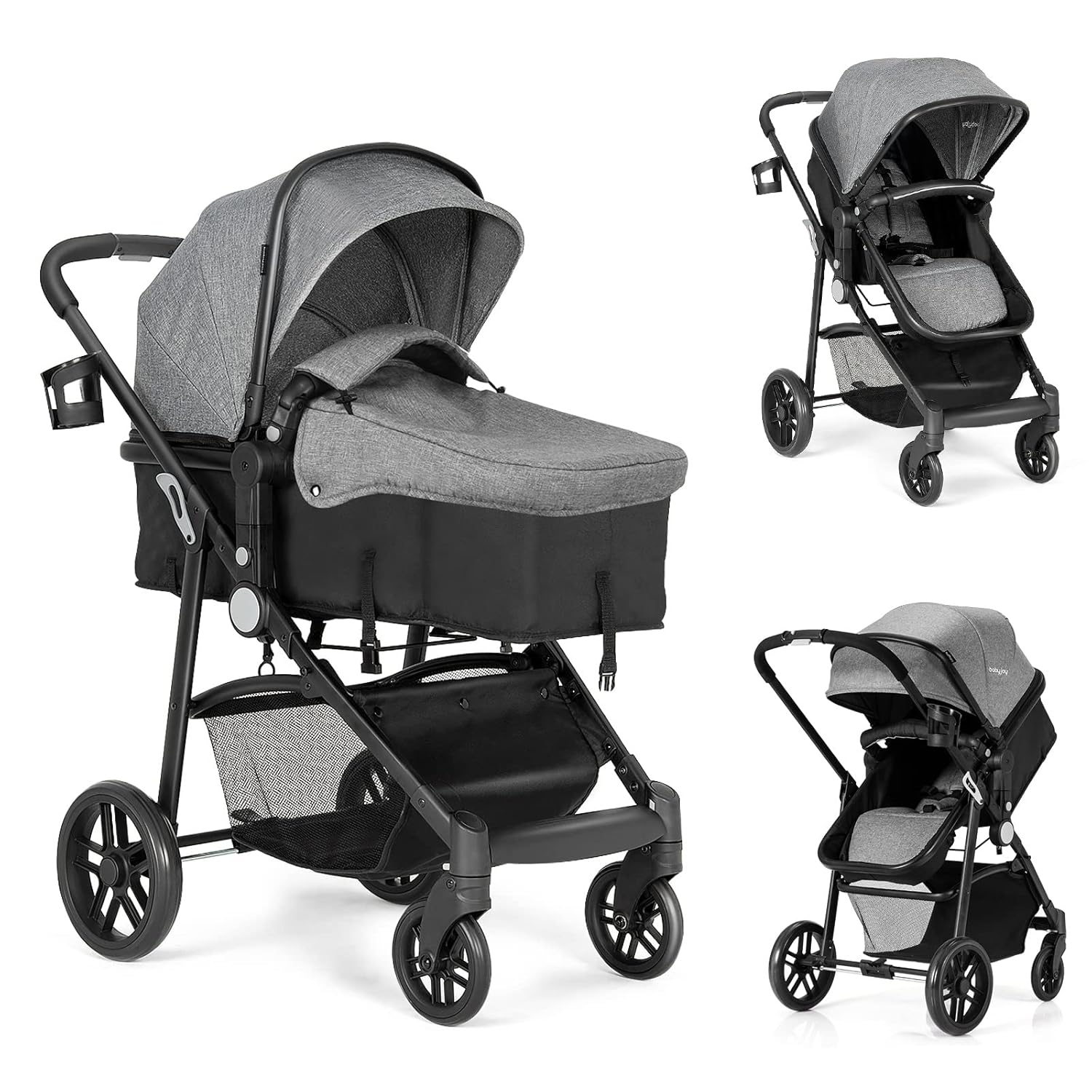 2 in 1 Convertible Baby Stroller with Foot Cover and Storage