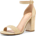 Chunky Block Heels for Women 3.5 in Ankle Strap Sandals - Dressy