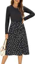 Women Ribbed Midi Dress with Pockets - Modest Business Casual