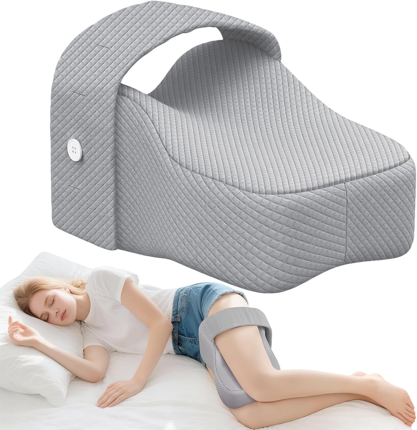 Knee Pillow for Side Sleepers with Adjustable Strap for Comfort