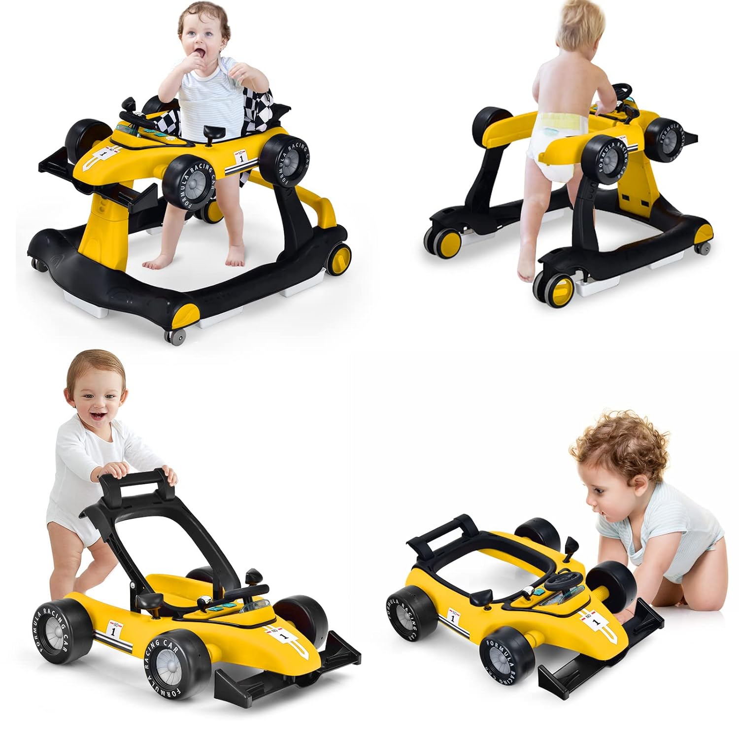4-in-1 Baby Walker with Adjustable Heights & Smooth Wheels