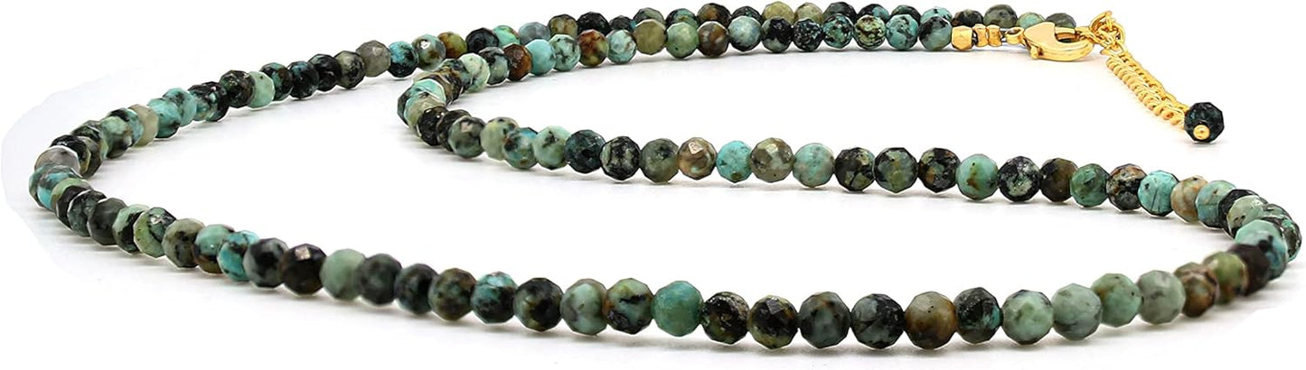 Handmade Turquoise Beaded Necklace for Women 20in Gold Plated