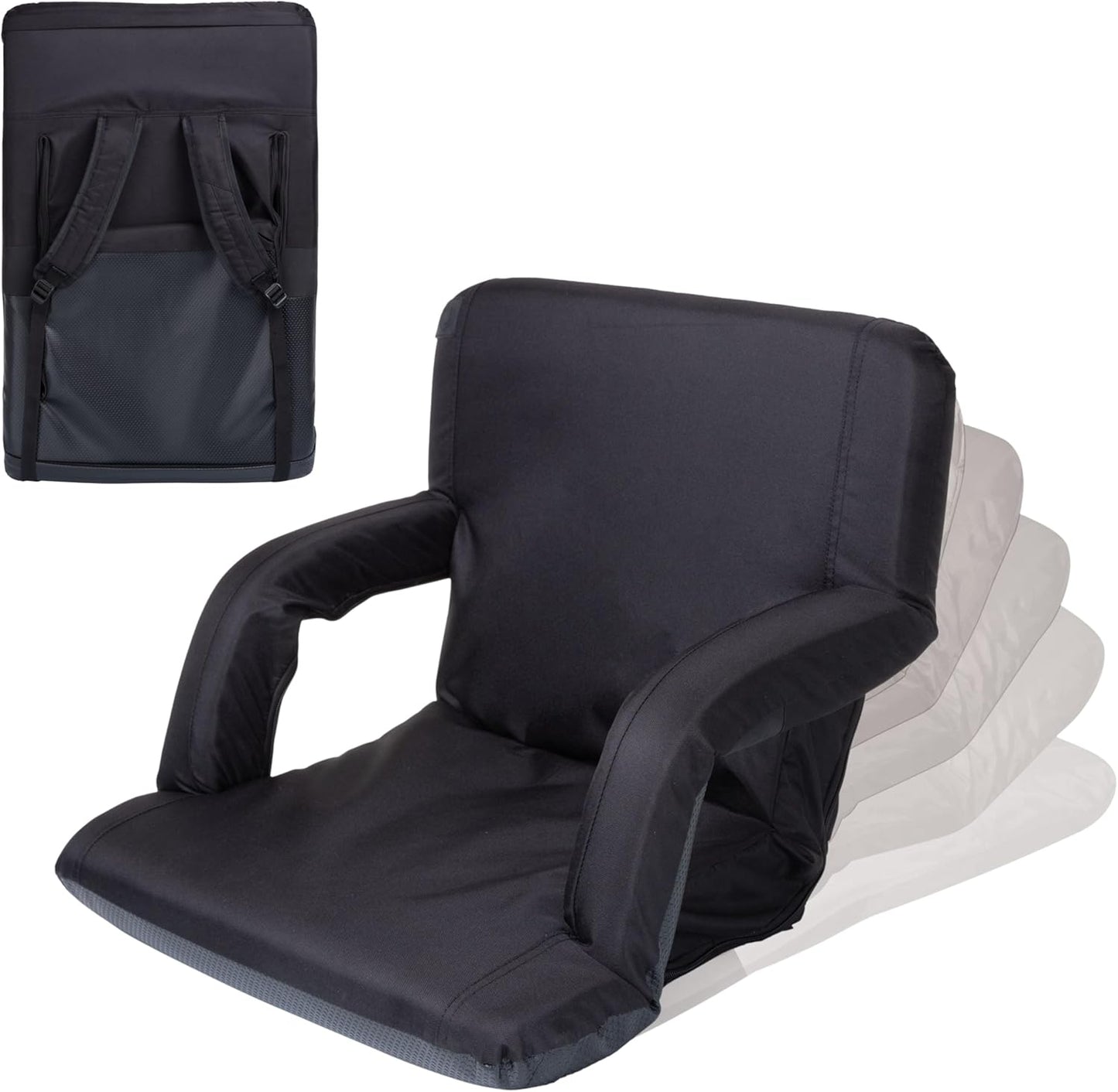 Portable Reclining Stadium Seat with Back Support for Comfort