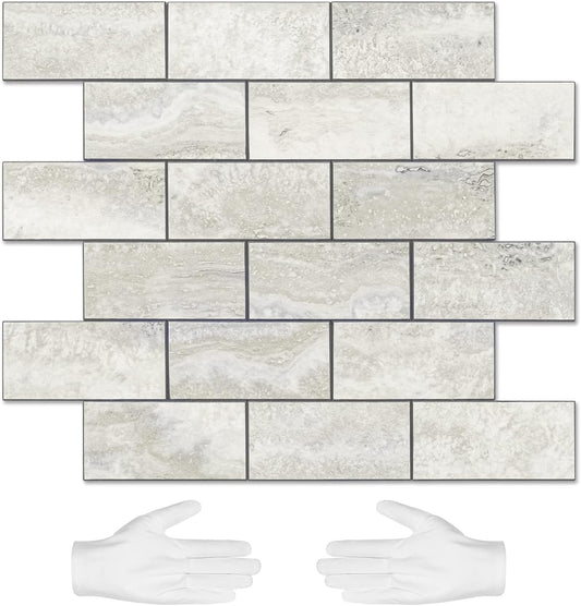 10-Sheet Subway Tile Cream Peel and Stick Backsplash for Home