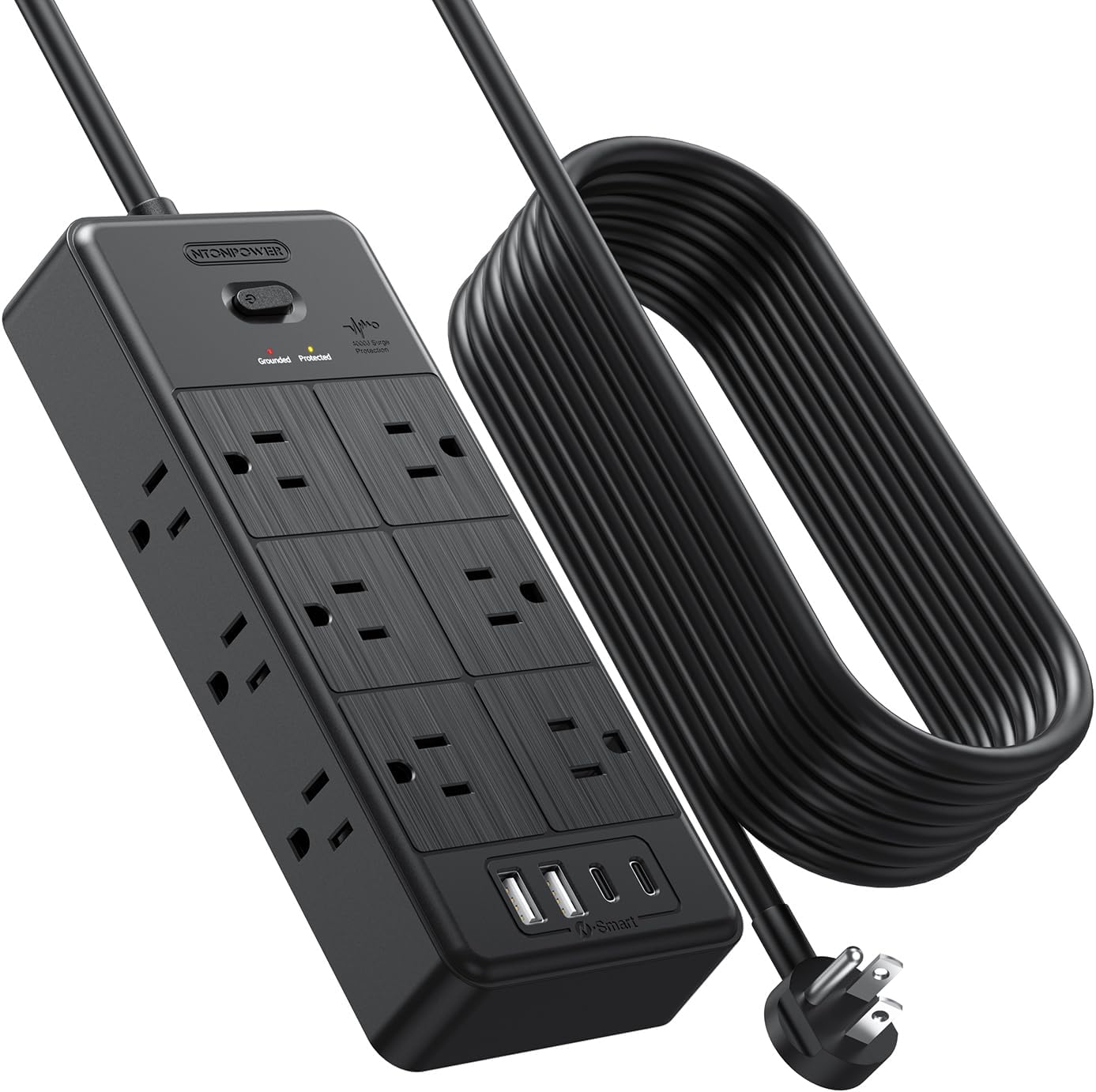 NTONPOWER 15FT Surge Protector Power Strip - Ultimate Home Office Solution