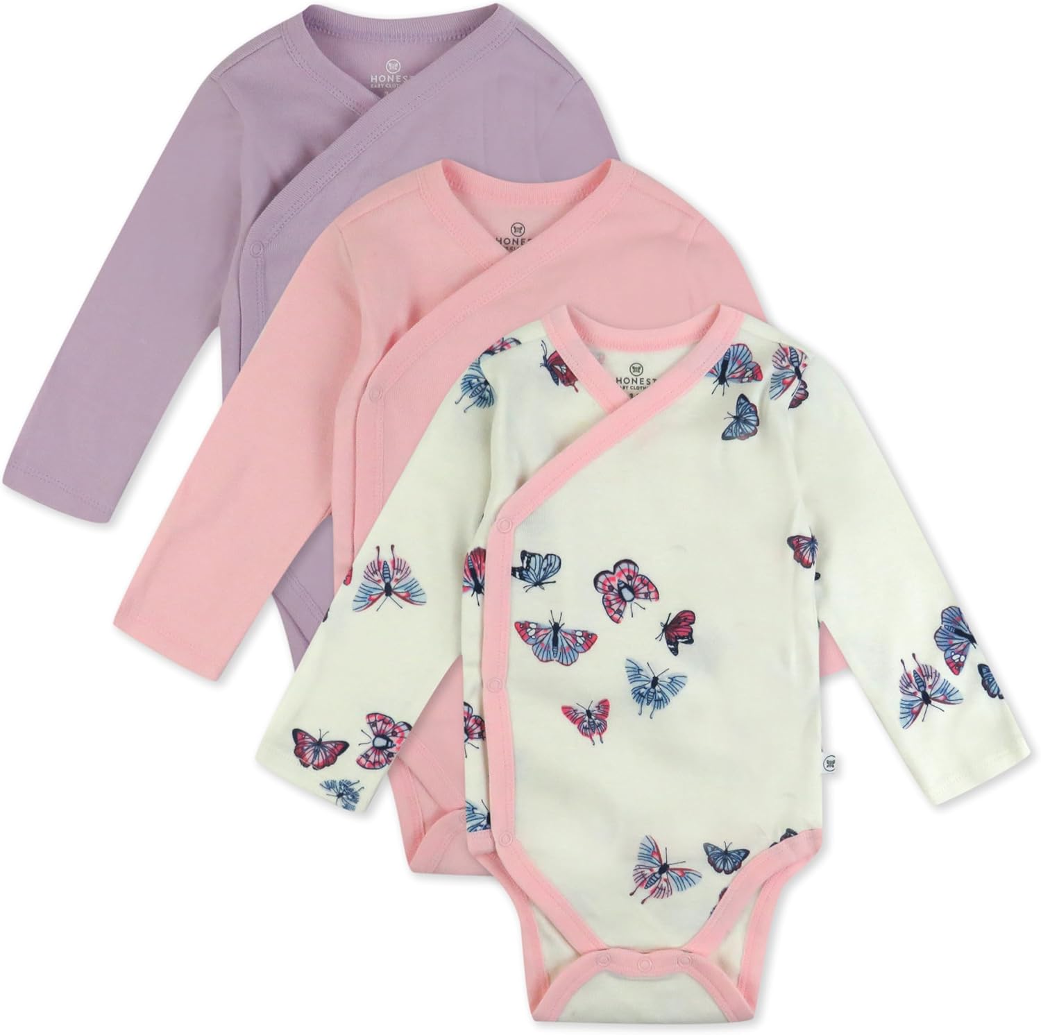 Organic Cotton Long Sleeve Side-snap Kimono Bodysuits for Infants