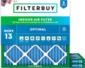 Filterbuy 19x19x1 MERV 13 Air Filter 3-Pack - Smoke & Allergy Defense