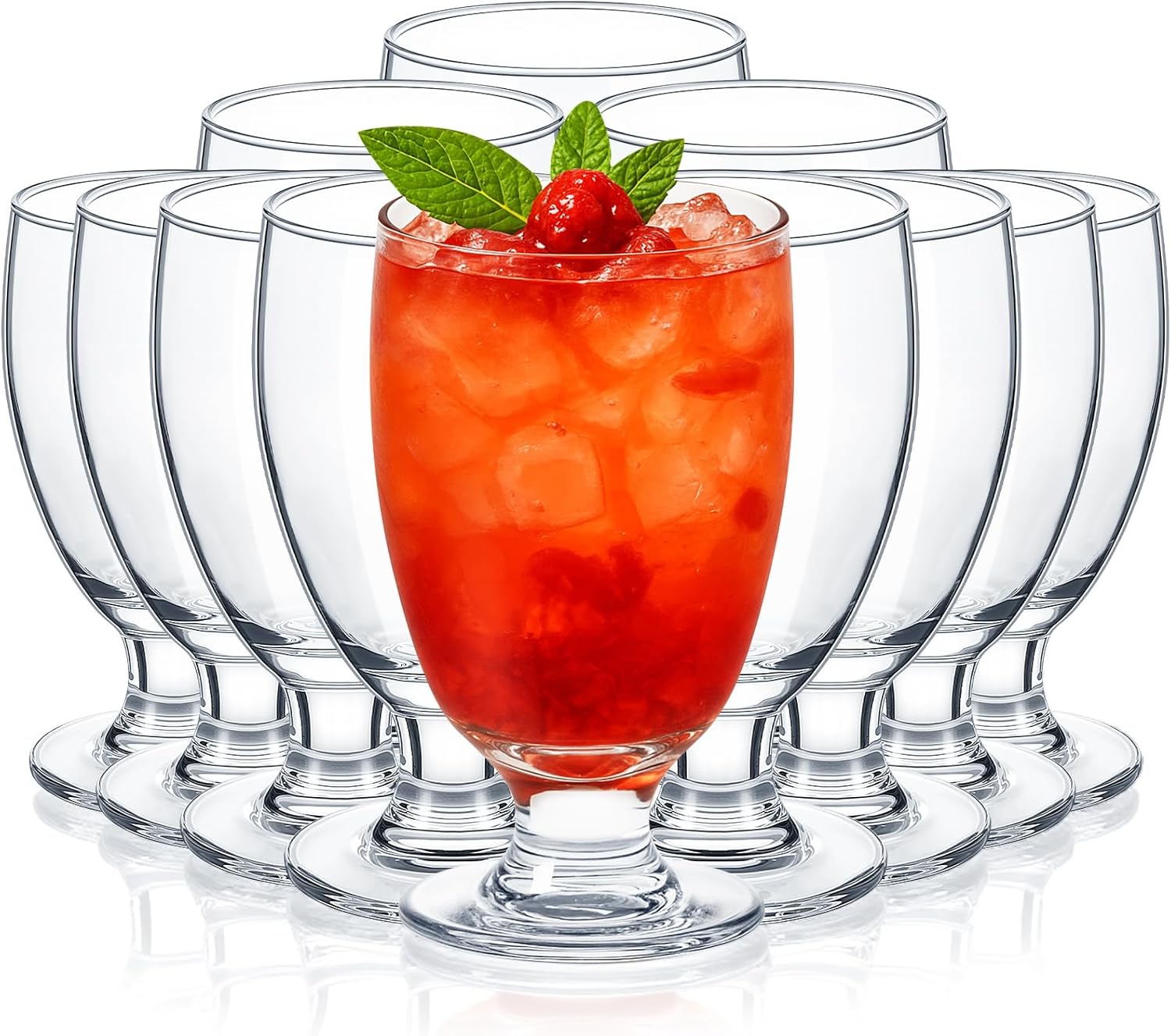 Set of 12 Clear Glasses for Water, Juice, Wine, and More