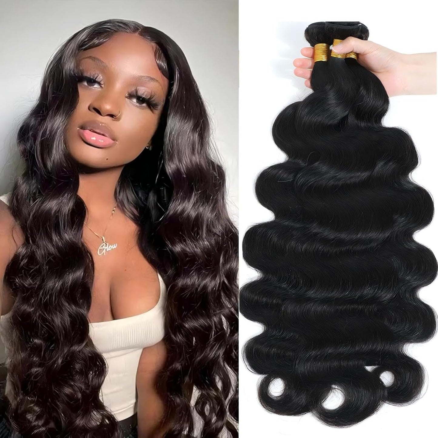 Body Wave Bundles Human Hair 18 20 22 Inch Natural Black