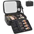 Relavel Makeup Train Case With LED Mirror - Compact Travel Organizer