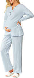 100% Cotton Womens Maternity Nursing Pajamas Set - Comfortable Nursing