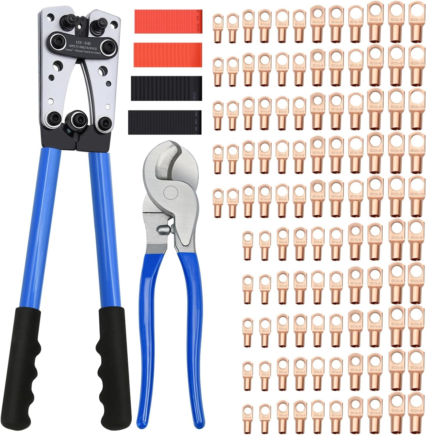 Cable Lug Crimping Tool Set with 170pcs Copper Wire Lugs