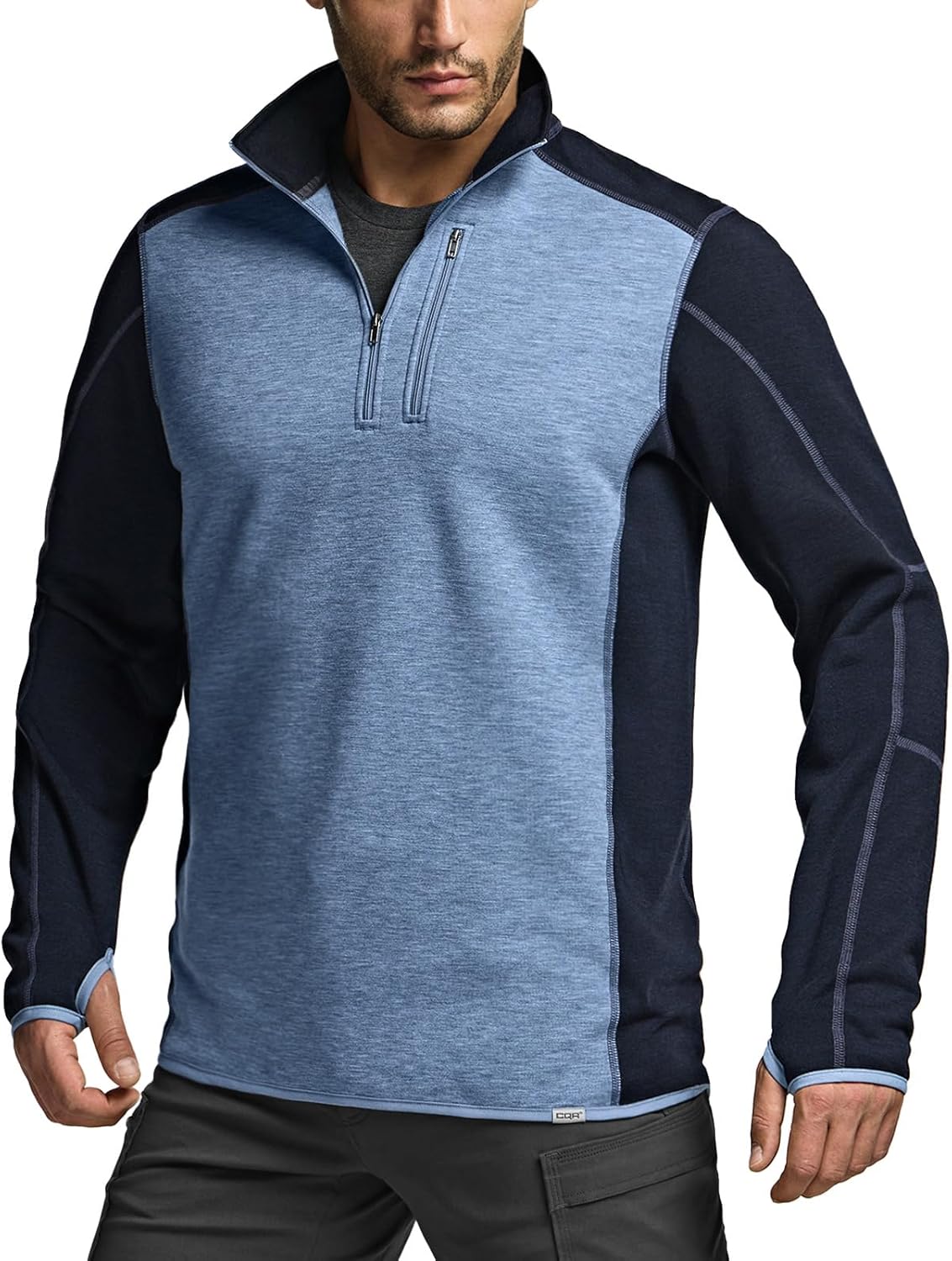 CQR Men's Quarter Zip Utility Fleece Pullover for Outdoor Use