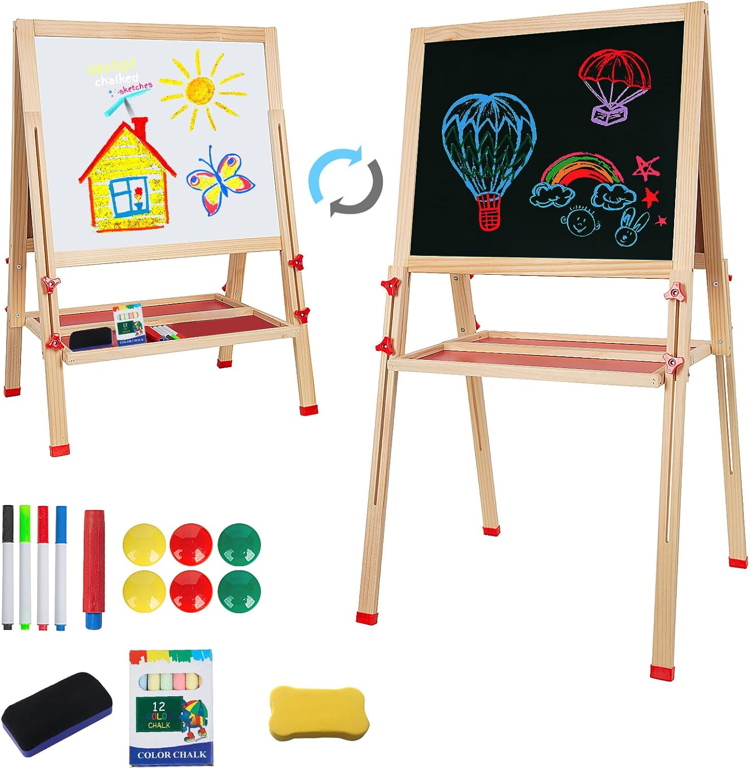 Adjustable Wooden Easel for Kids - Perfect Art Gift for Ages 3-8