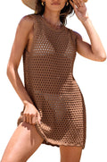 Womens Knit Crochet Swim Cover Up Dress - Soft Acrylic Mini