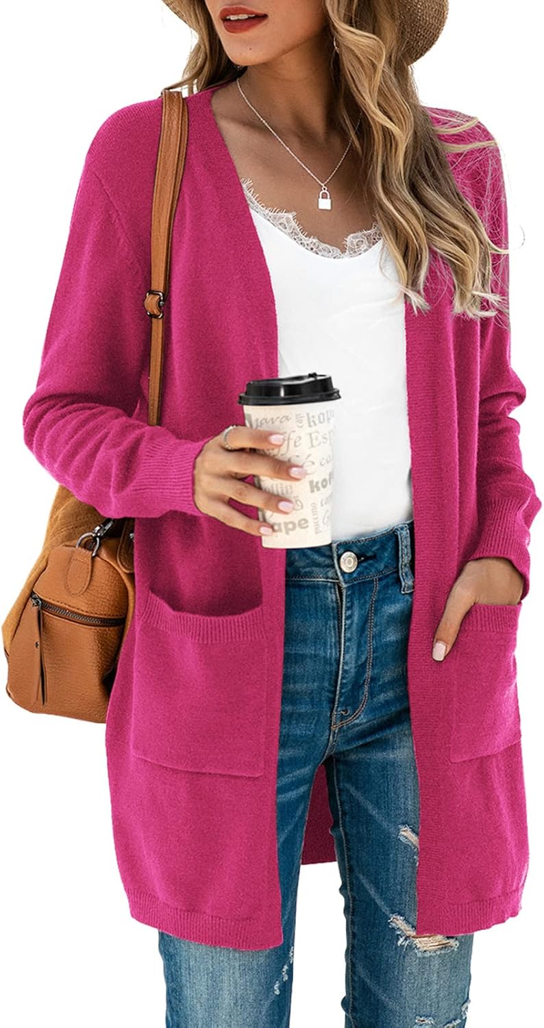 TASAMO Women's Kimono Cardigan Oversized Soft Outwear with Pockets