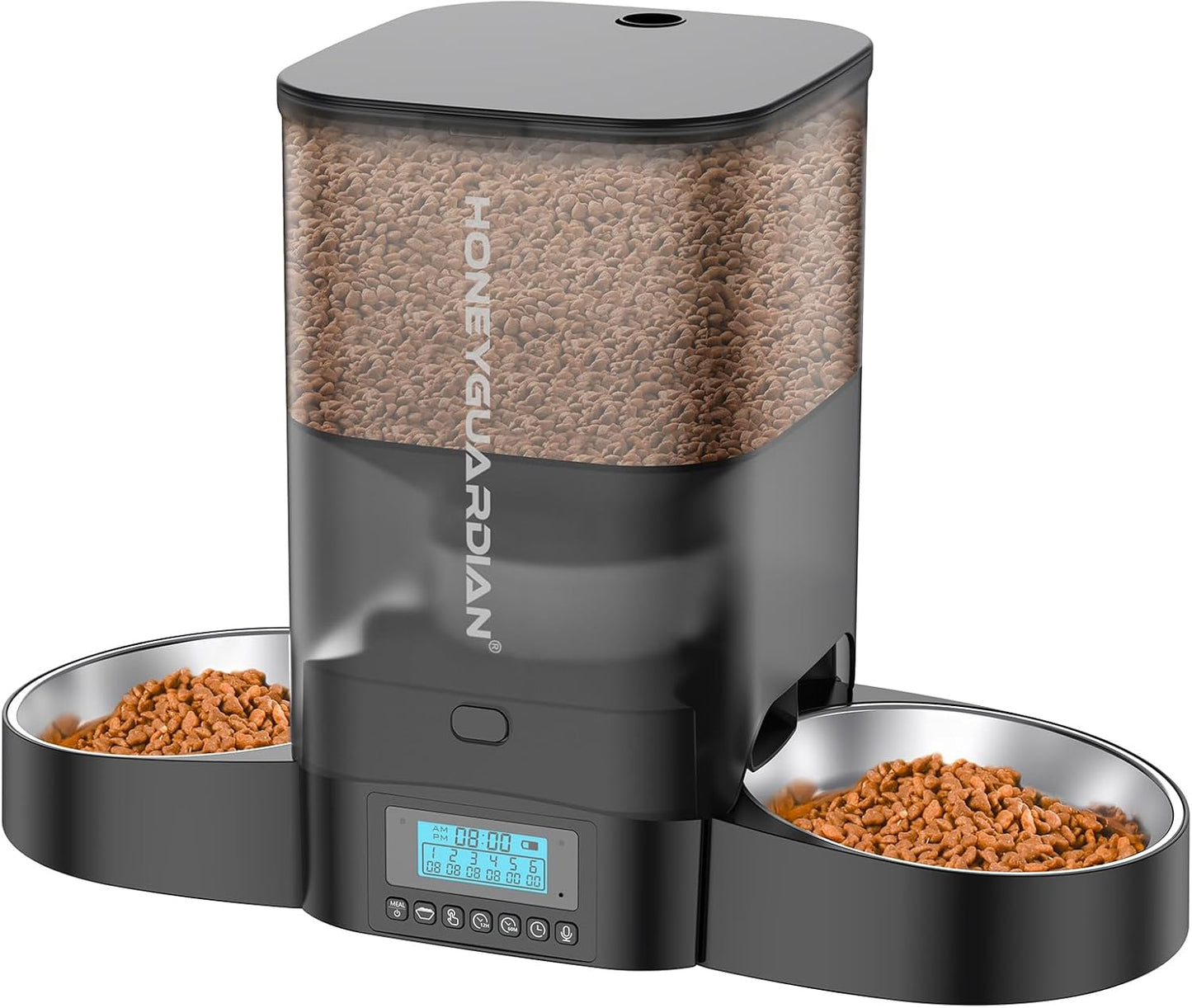 HoneyGuaridan Automatic Cat Feeder for Two Cats with Dual Power