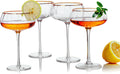 Lysenn Vintage Coupe Glasses Set of 4 - Hand Blown Gold Rim Coupes