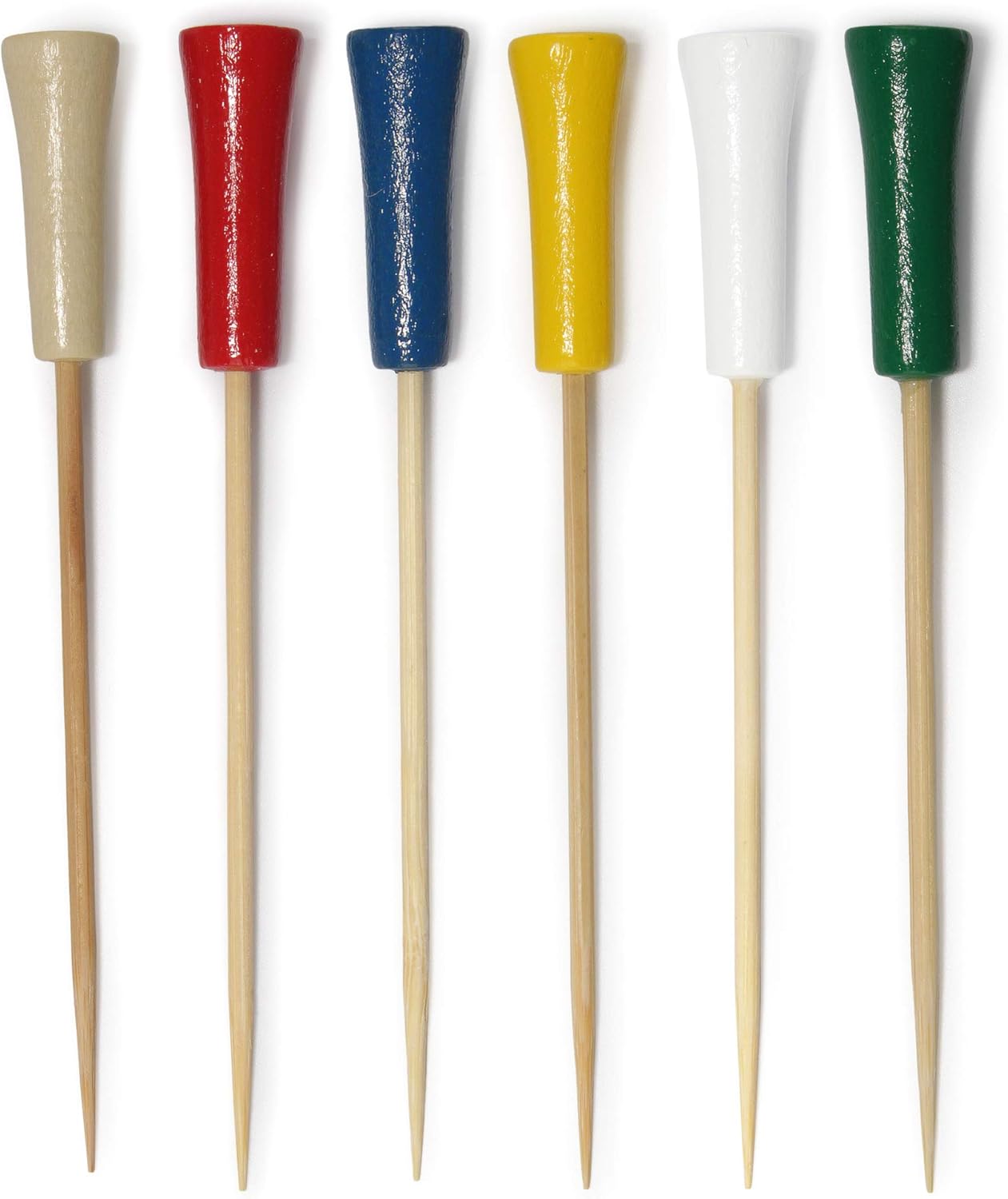 BambooMN Bamboo Cocktail Picks - 4.25 - 6 Colors - 1,000 Pcs