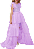 GRACE KARIN Girls Sequin Ruffle Prom Maxi Dress - Sparkle & Versatile
