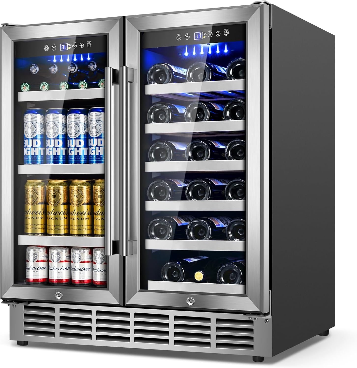 30Inch Wine and Beverage Refrigerator - Dual Zone Cooler for Home